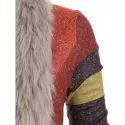 Faux Fur Collar Open Front Asymmetrical Cardigan -