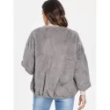 Faux Fur Drop Shoulder Loose Coat - Gray One