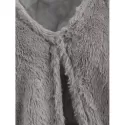 Faux Fur Drop Shoulder Loose Coat - Gray One