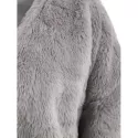 Faux Fur Drop Shoulder Loose Coat - Gray One