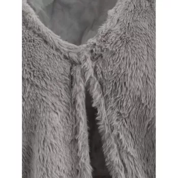 Faux Fur Drop Shoulder Loose Coat - Gray One
