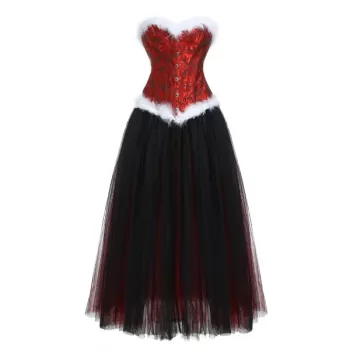 Faux Fur Jacquard Corset and esh Skirt -