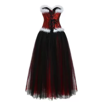 Faux Fur Jacquard Corset and esh Skirt -