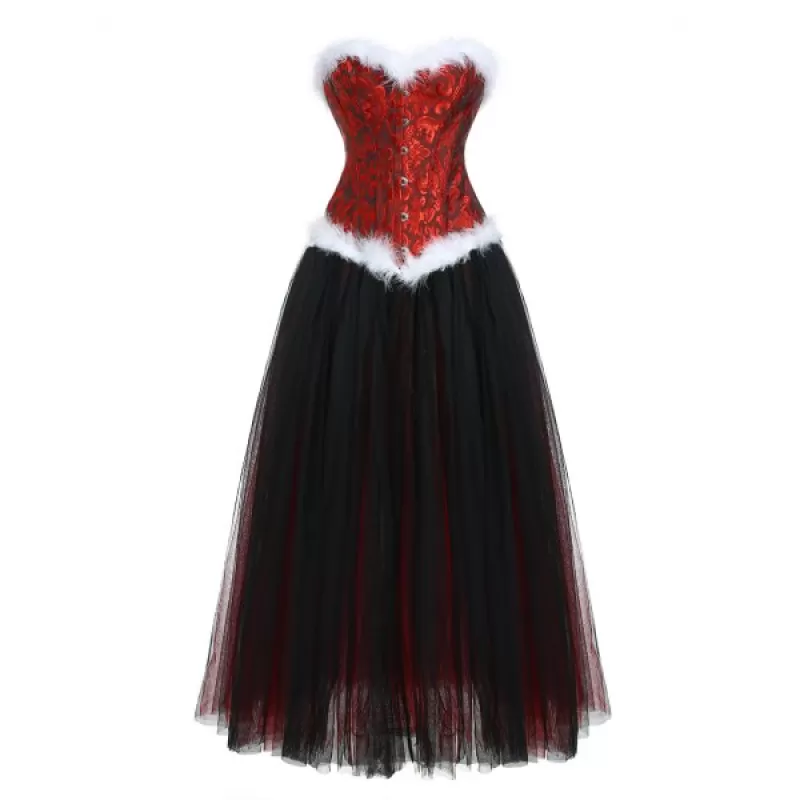 Faux Fur Jacquard Corset and esh Skirt -
