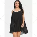 Faux Pearl ini Pleated Dress - Black