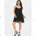 Faux Pearl ini Pleated Dress - Black