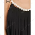 Faux Pearl ini Pleated Dress - Black