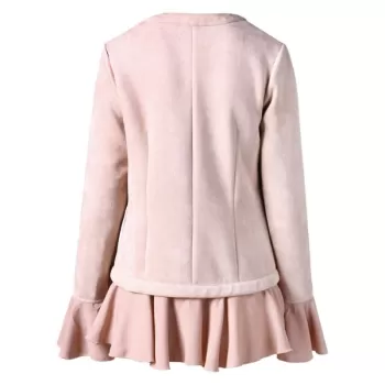 Faux Suede Ruffles Jacket - Light Pink