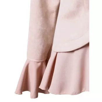 Faux Suede Ruffles Jacket - Light Pink