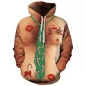 Faux Tie Candy Printed Christmas Hoodie -