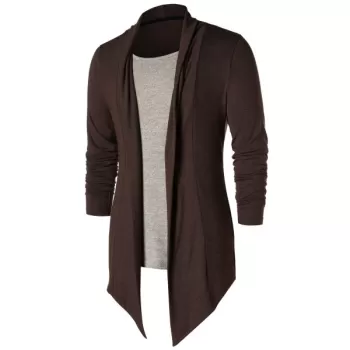 Faux Twinset Collarless Panel T-shirt - Coffee