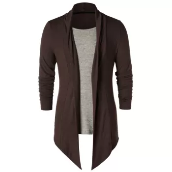 Faux Twinset Collarless Panel T-shirt - Coffee