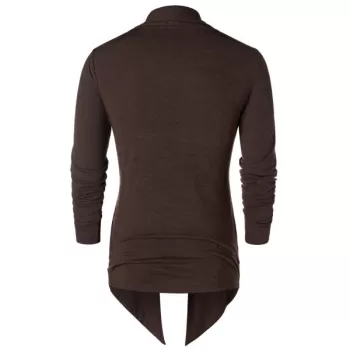 Faux Twinset Collarless Panel T-shirt - Coffee