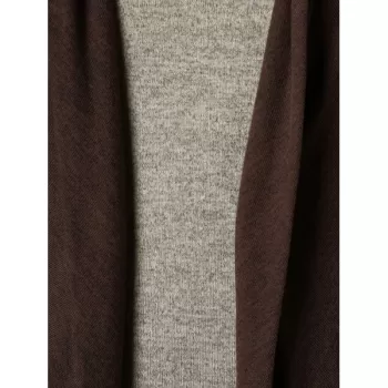 Faux Twinset Collarless Panel T-shirt - Coffee