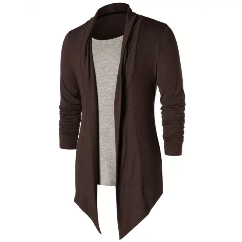 Faux Twinset Collarless Panel T-shirt - Coffee