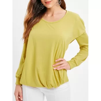 Faux Twinset Hooded T Shirt - Yellow