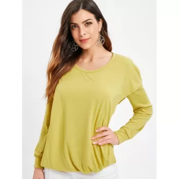 Faux Twinset Hooded T Shirt - Yellow