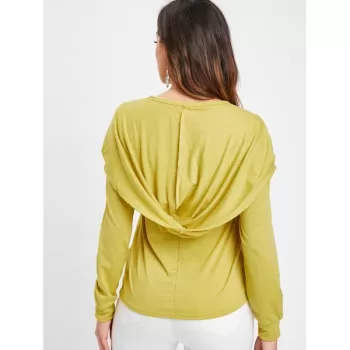 Faux Twinset Hooded T Shirt - Yellow