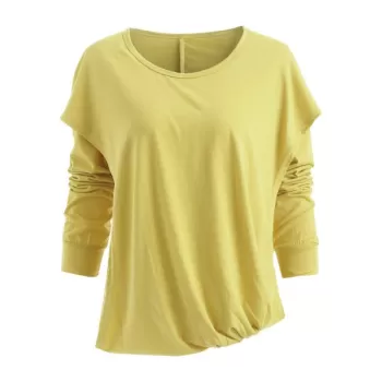 Faux Twinset Hooded T Shirt - Yellow