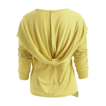 Faux Twinset Hooded T Shirt - Yellow