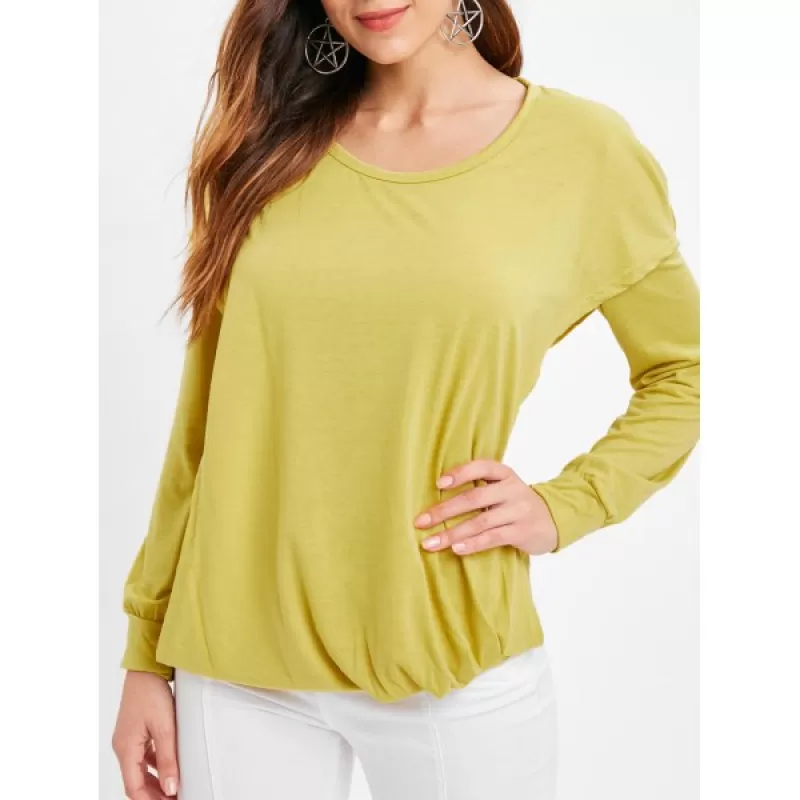Faux Twinset Hooded T Shirt - Yellow