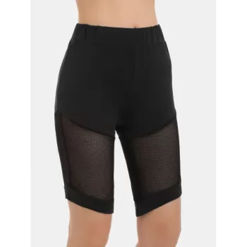 Fishnet Panel High Waisted Cycling eggings - Black