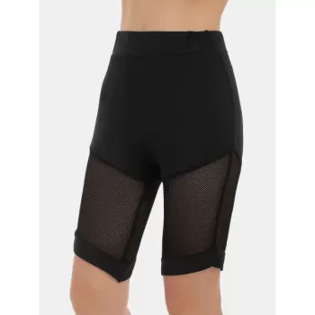 Fishnet Panel High Waisted Cycling eggings - Black