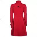 Fit and Flare Double Breasted Coat - Red