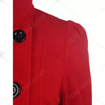 Fit and Flare Double Breasted Coat - Red