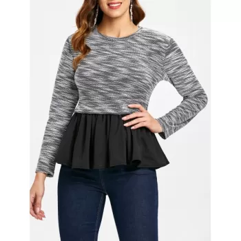 Flared Hem Casual Top - Black