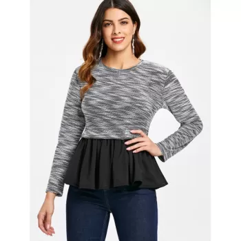 Flared Hem Casual Top - Black