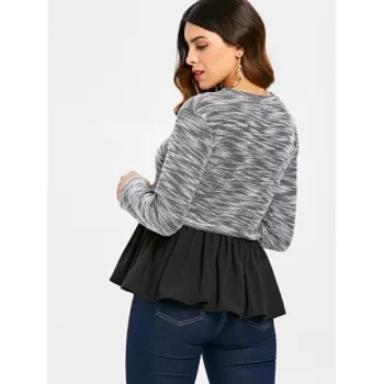 Flared Hem Casual Top - Black