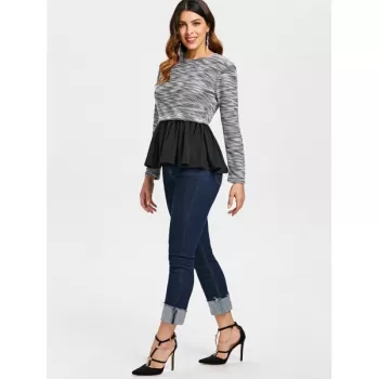 Flared Hem Casual Top - Black