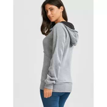 Flocking Front Zip Hoodie - Gray
