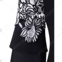 Floral Applique Bell Sleeve Blouse - Black