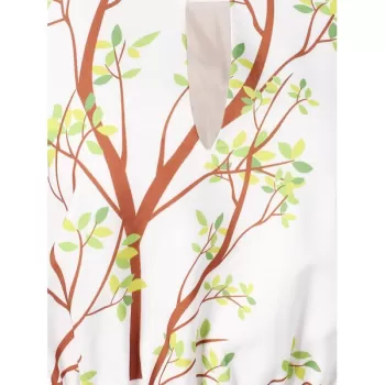 Floral Bird Print Cold Shoulder axi Dress - White