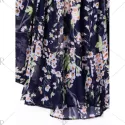 Floral Chiffon Off Shoulder Blouse - Purplish Blue