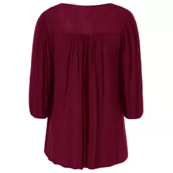 Floral Embroidered Maxican Peasant Blouse - Wine Red