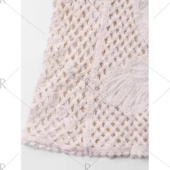 Floral Embroidery Cover Up Top - Apricot One