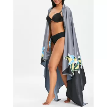 Floral Long Beach Throw - Black