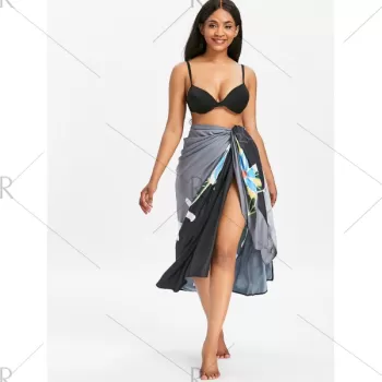 Floral Long Beach Throw - Black