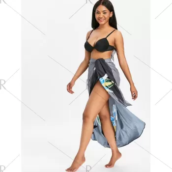 Floral Long Beach Throw - Black