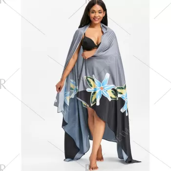 Floral Long Beach Throw - Black