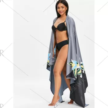 Floral Long Beach Throw - Black