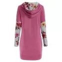 Floral Long Sleeve Drawstring Hoodie - Pink