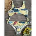 Floral Palm eaf Print Detachable Swimwear -