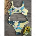 Floral Palm eaf Print Detachable Swimwear -