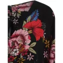 Floral Pattern Low Cut Blouse - Black