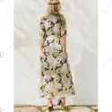 Floral Patterned Long wing Wrap Beach Boho Dress - Yellow
