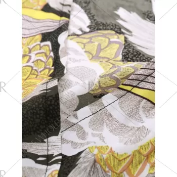 Floral Patterned Long wing Wrap Beach Boho Dress - Yellow